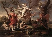 POUSSIN, Nicolas Venus Presenting Arms to Aeneas f oil on canvas